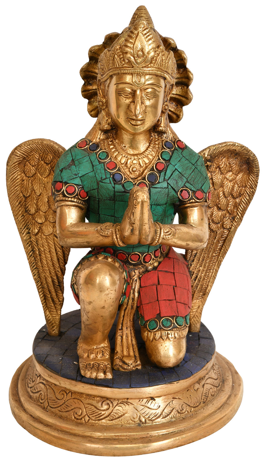 8" Garuda Brass Statue - Handmade Vehicle of Lord Vishnu