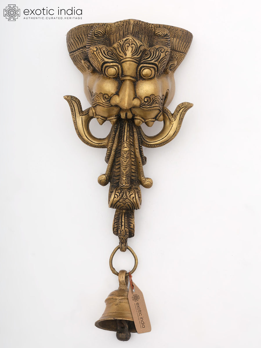 Handmade Brass Kirtimukha Wall Hanging Bell