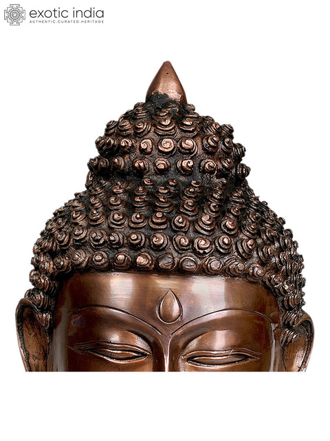 13" Buddha Bust In Brass | Handmade | Made In India