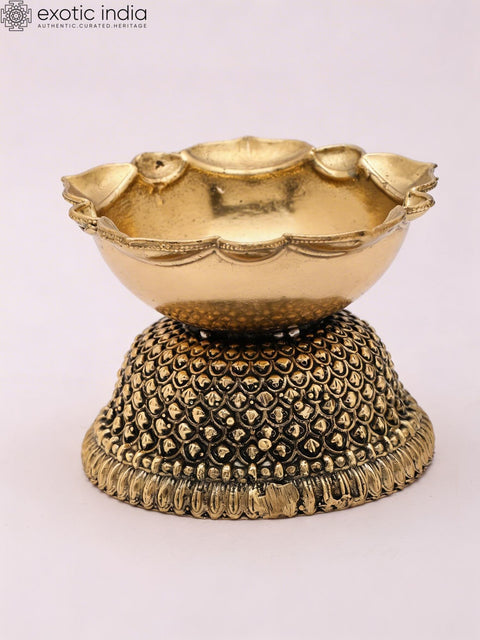 2" Small Designer Superfine Brass Diya (Lamp) | Puja Item