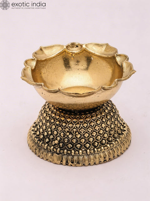 2" Small Designer Superfine Brass Diya (Lamp) | Puja Item