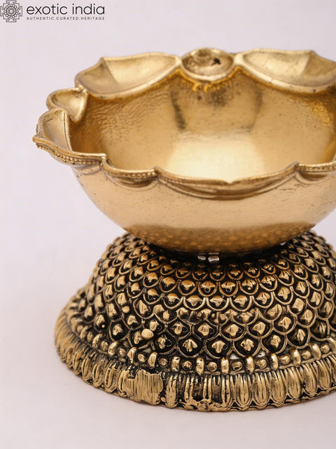 2" Small Designer Superfine Brass Diya (Lamp) | Puja Item