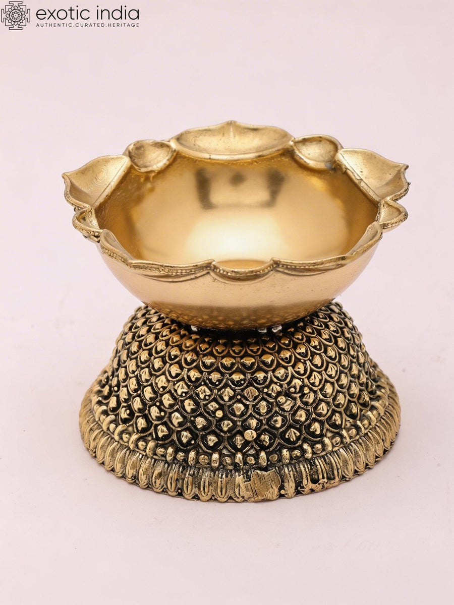 2" Small Designer Superfine Brass Diya Lamp for Puja