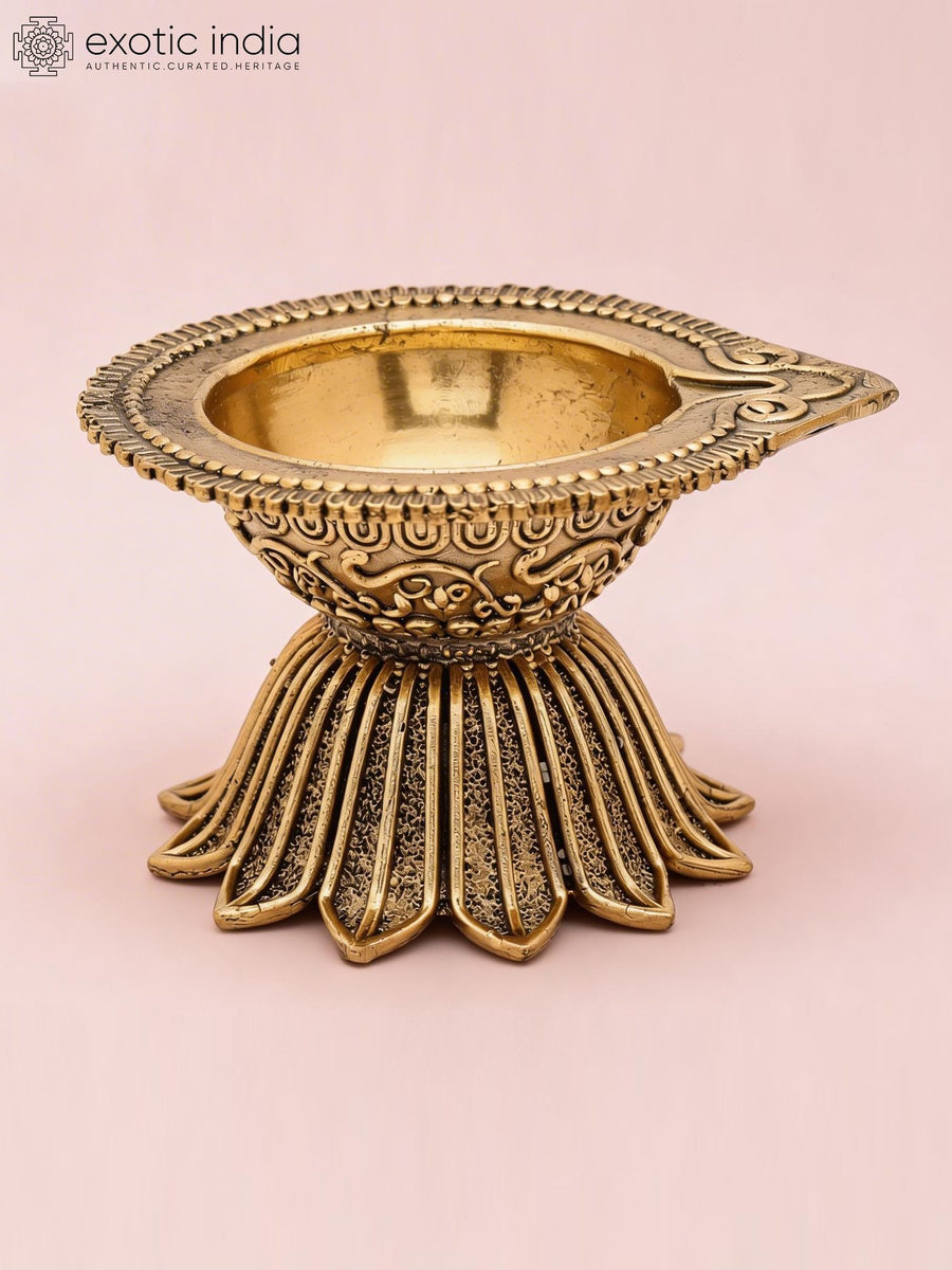4" Small Superfine Brass Diya Lamp for Pooja