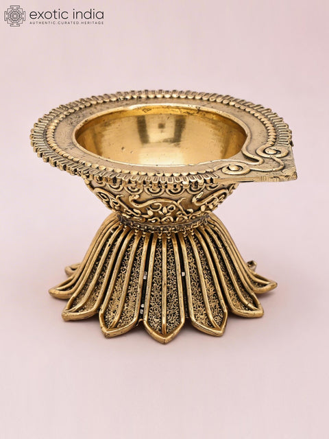 4" Small Superfine Brass Diya (Lamp)