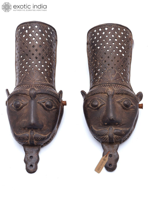 13" Vintage Brass Pair of Hand Armours