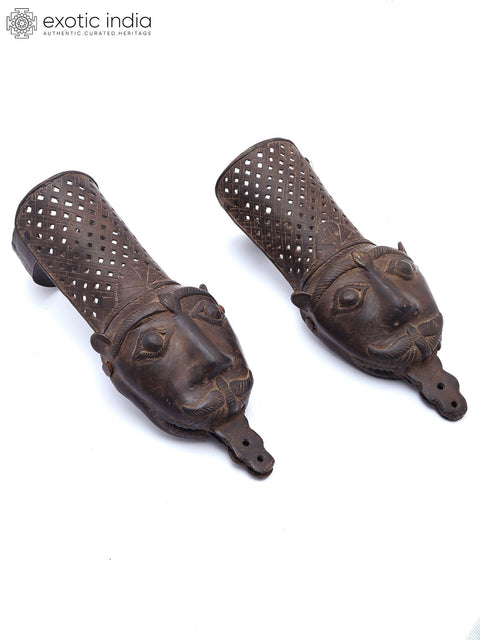 13" Vintage Brass Pair of Hand Armours