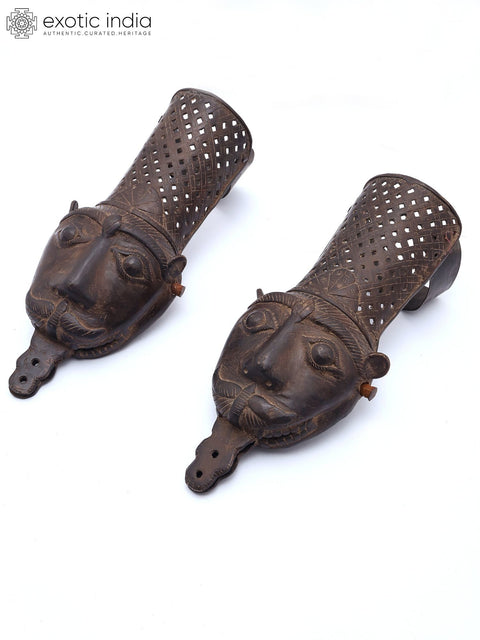 13" Vintage Brass Pair of Hand Armours