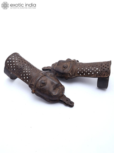 13" Vintage Brass Pair of Hand Armours