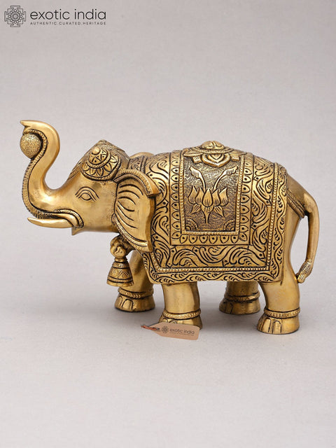 9" Decorative Elephant Figurine | Brass Statue | Home Decor