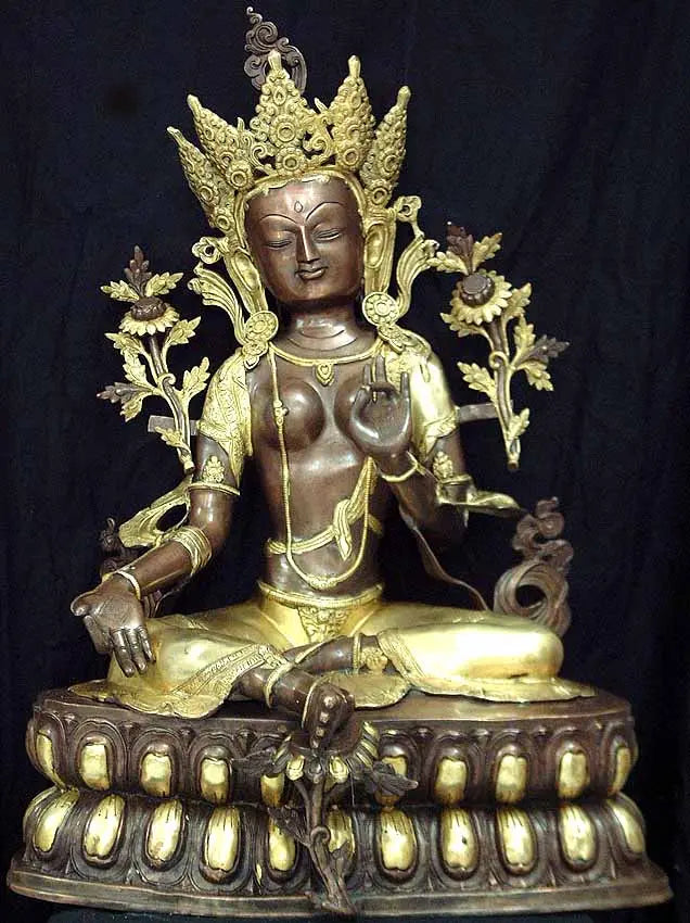 Tibetan Buddhist Goddess Green Tara Brass Statue