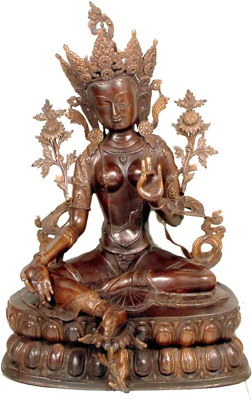 Green Tara Brass Statue Handmade