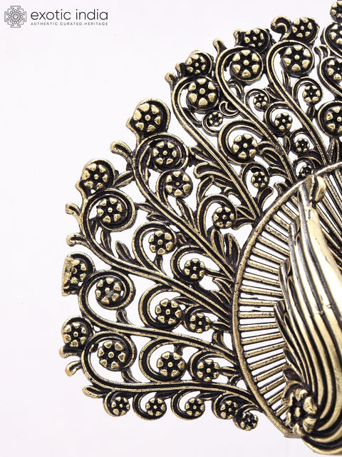 3" Small Superfine Peacock Figurine with Open Tail | Brass Table Decor