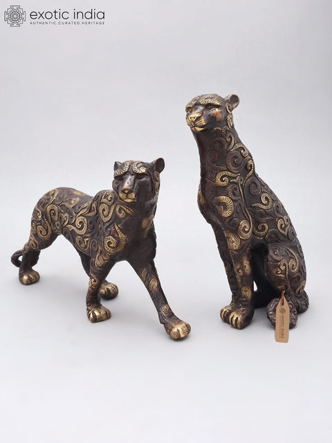 14" Brass Pair of Tigers | Home Decor
