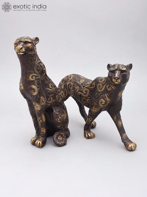 14" Brass Pair of Tigers | Home Decor