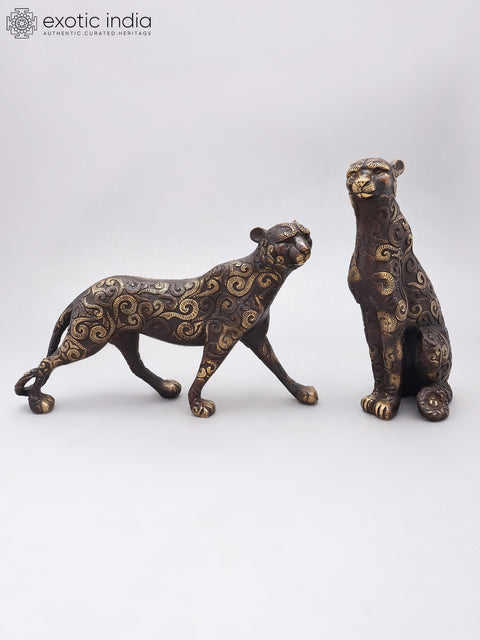 14" Brass Pair of Tigers | Home Decor