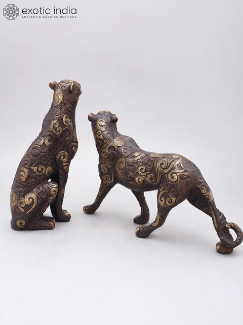 14" Brass Pair of Tigers | Home Decor