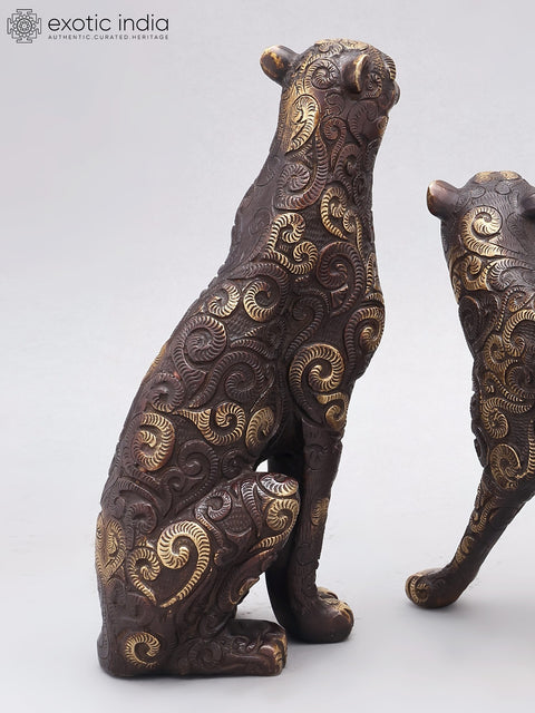 14" Brass Pair of Tigers | Home Decor