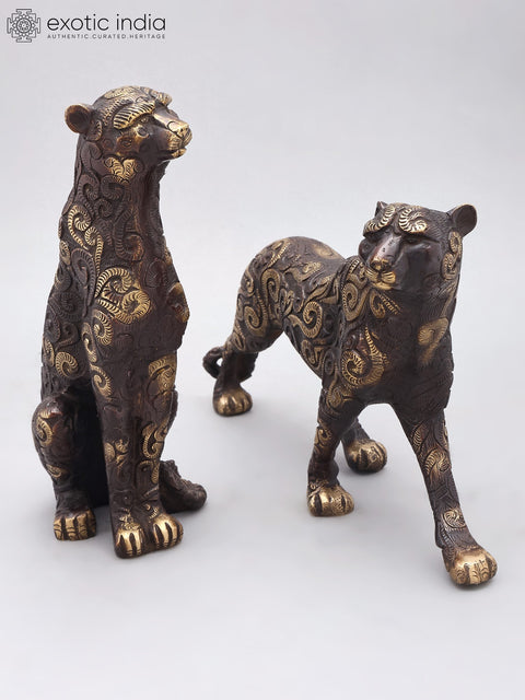 14" Brass Pair of Tigers | Home Decor