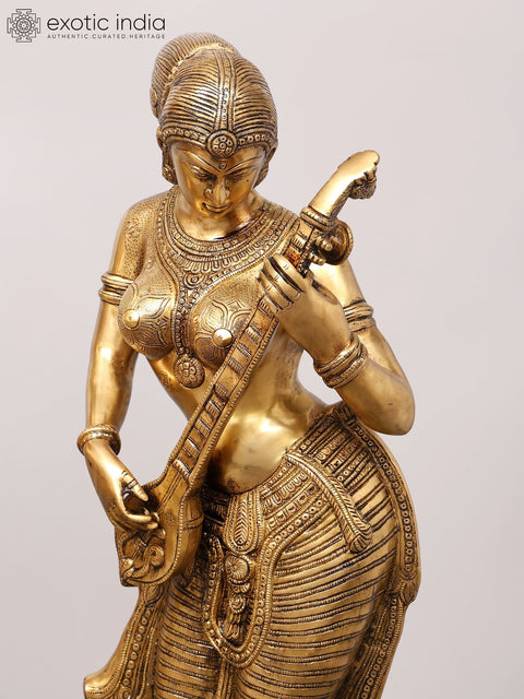 39" Elegant Brass Classical Dancers & Musicians | Cultural Decor Set of Four Statues