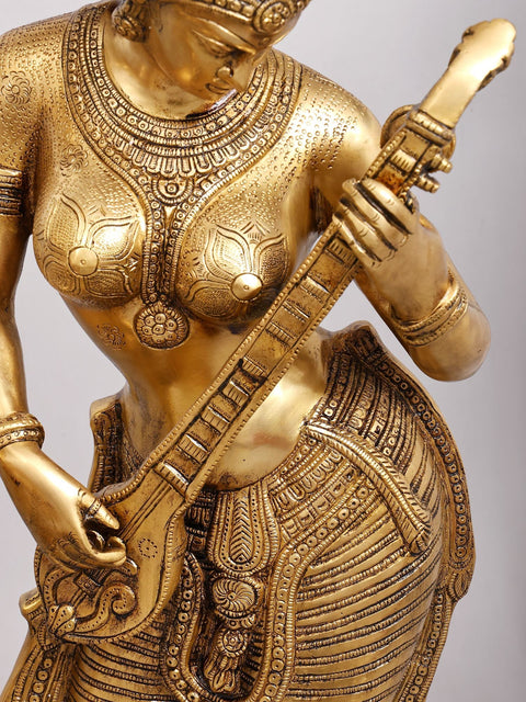39" Elegant Brass Classical Dancers & Musicians | Cultural Decor Set of Four Statues