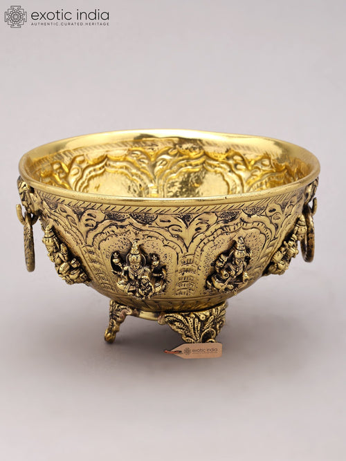 6" Ashtalakshmi Brass Ritual Bowl for Pooja
