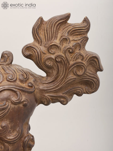 24" Chinese Guardian Lion (Foo Dog) Statue in Brass
