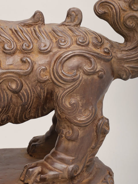 24" Chinese Guardian Lion (Foo Dog) Statue in Brass
