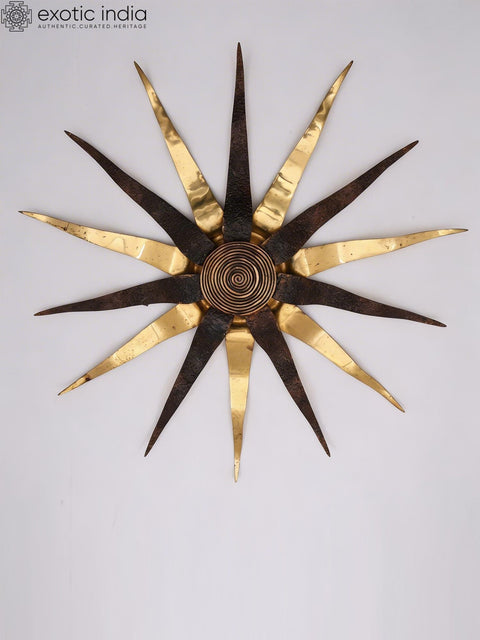 23" Decorative Wall Hanging Sun in Brass | Home Decor