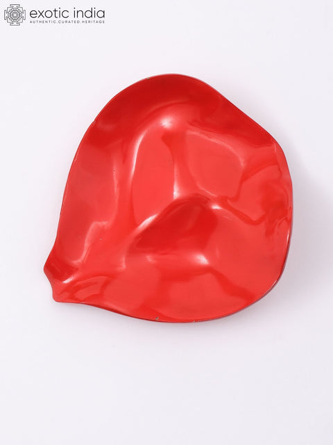 Hand-Painted Red Floral Petals Wall Art Set in Brass with Gloss Finish | Set of 10 Pieces
