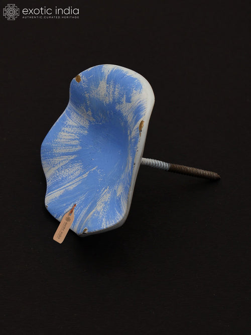 3" Blue Petal Brass Wall Hook for Home Decor