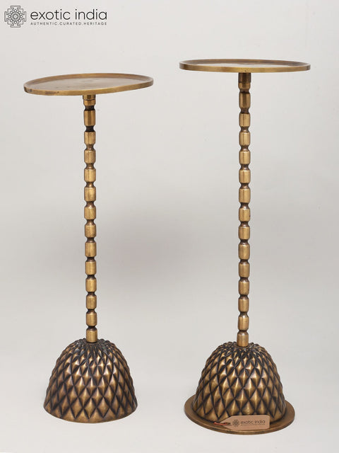 Set of 2 Brass Candle Stands - Elegant Decorative Display