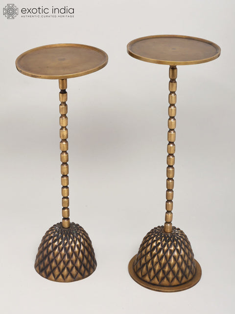 Set of 2 Brass Candle Stands - Elegant Decorative Display