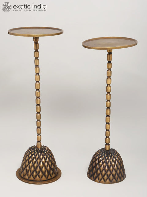 Set of 2 Brass Candle Stands - Elegant Decorative Display