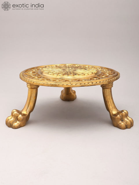12" Designer Brass Pedestal (Chowki) in Brass