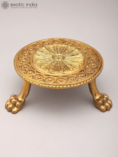 12" Designer Brass Pedestal (Chowki) in Brass