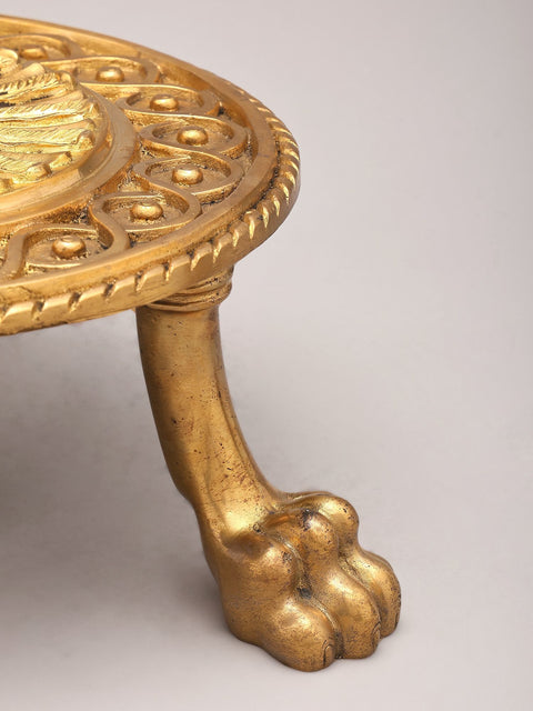 12" Designer Brass Pedestal (Chowki) in Brass