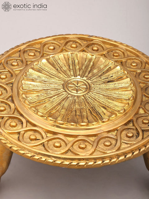 12" Designer Brass Pedestal (Chowki) in Brass