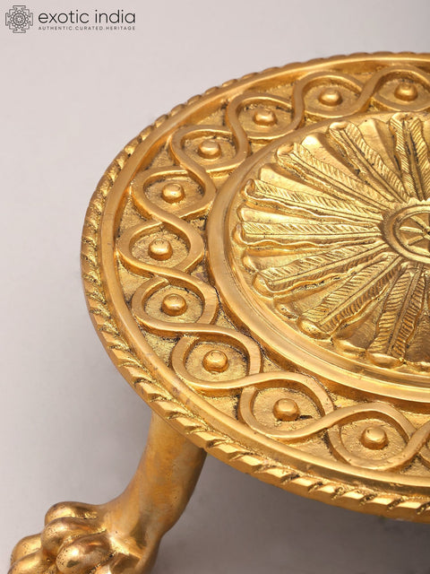 12" Designer Brass Pedestal (Chowki) in Brass