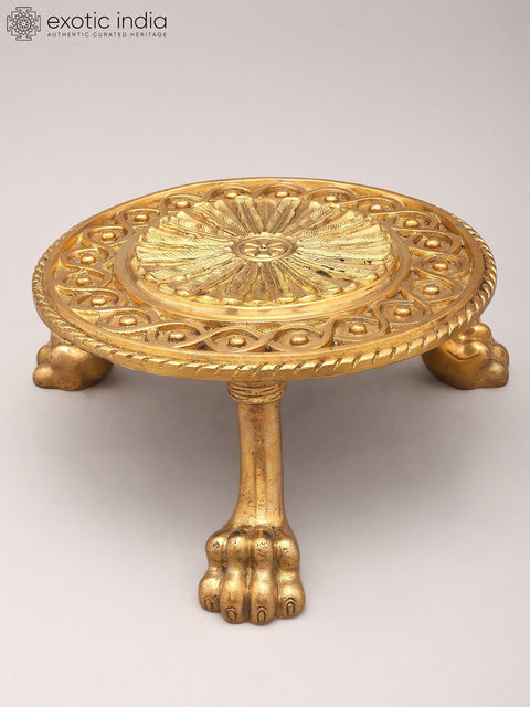 12" Designer Brass Pedestal (Chowki) in Brass