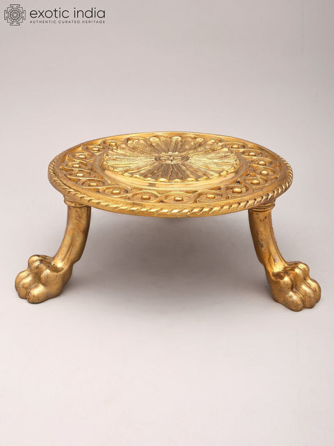 12" Designer Brass Pedestal (Chowki) in Brass