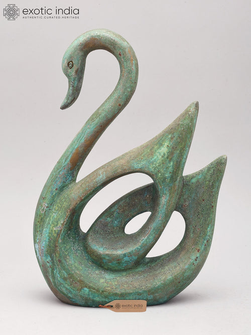 11" Decorative Brass Swan Statue for Home Decor