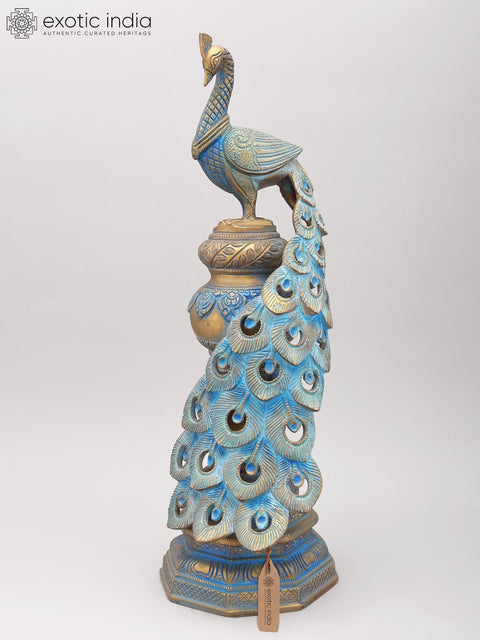 19" Decorative Brass Peacock Showpiece | Home Decor