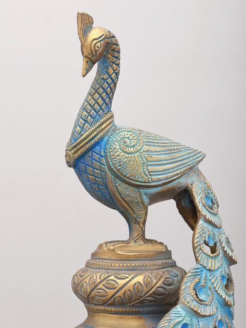 19" Decorative Brass Peacock Showpiece | Home Decor