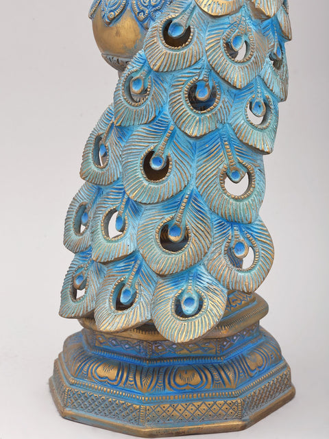 19" Decorative Brass Peacock Showpiece | Home Decor