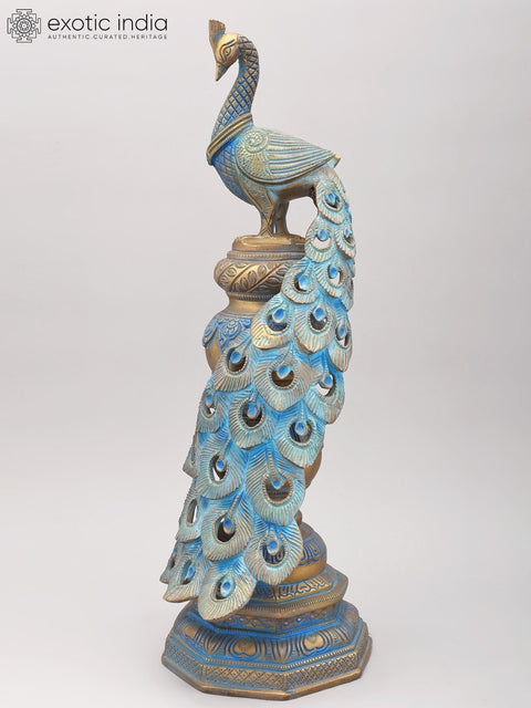19" Decorative Brass Peacock Showpiece | Home Decor