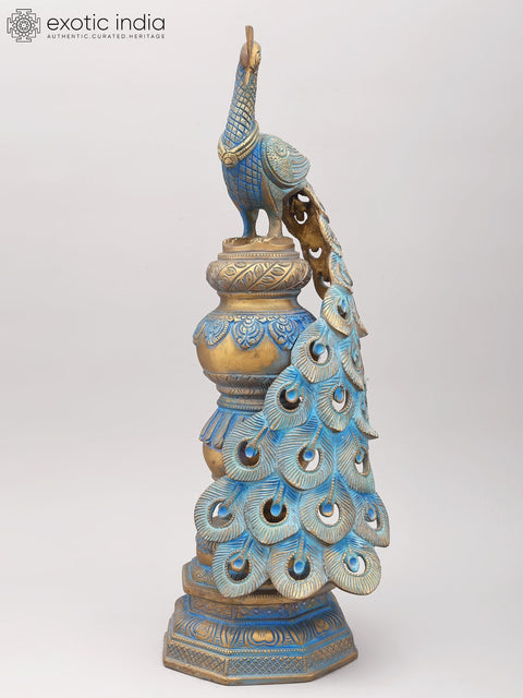 19" Decorative Brass Peacock Showpiece | Home Decor