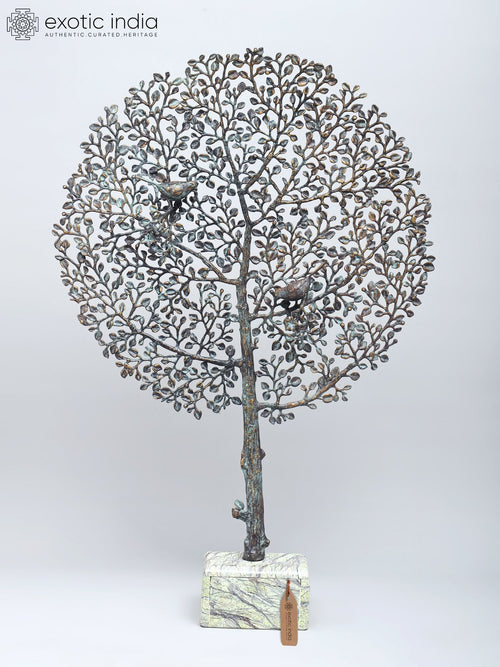 36" Large Brass Tree of Life with Birds Home Decor Sculpture