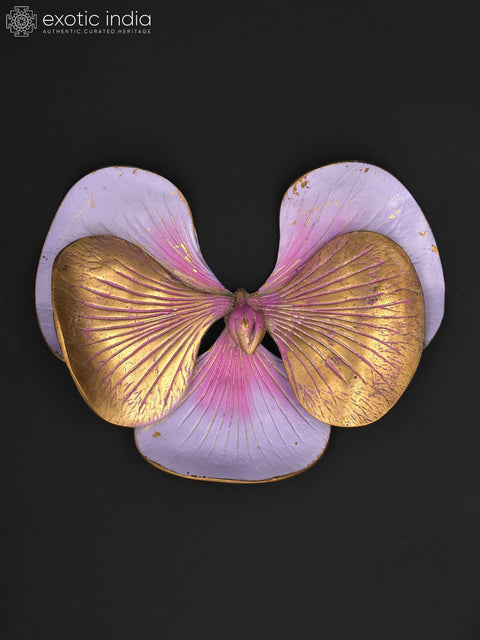 8" Hand-Painted Elegant Orchid Flowers Wall Art Set in Brass | Wall Hanging