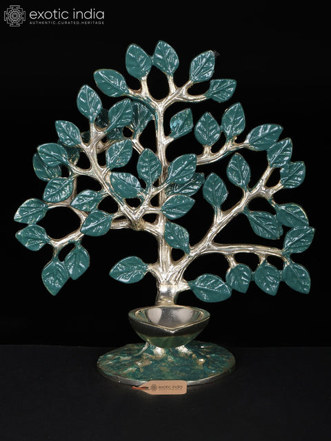 6" Small Brass Tree of Life with Diya | Table Piece